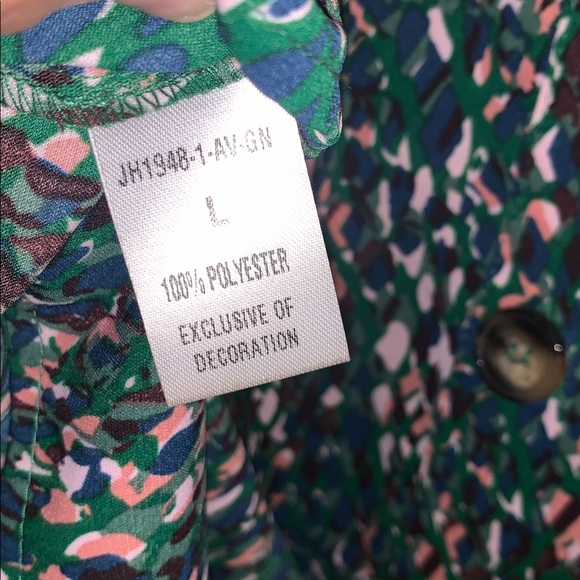 THML Vibrant Floral Puff Sleeve Blouse - Orange and Green - Picture 6 of 7